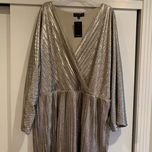 Eloquii pleated metallic wrap dress